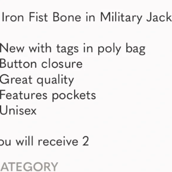 Iron Fist Bone In Olive Military Jacket NWTβs - Picture 8 of 11